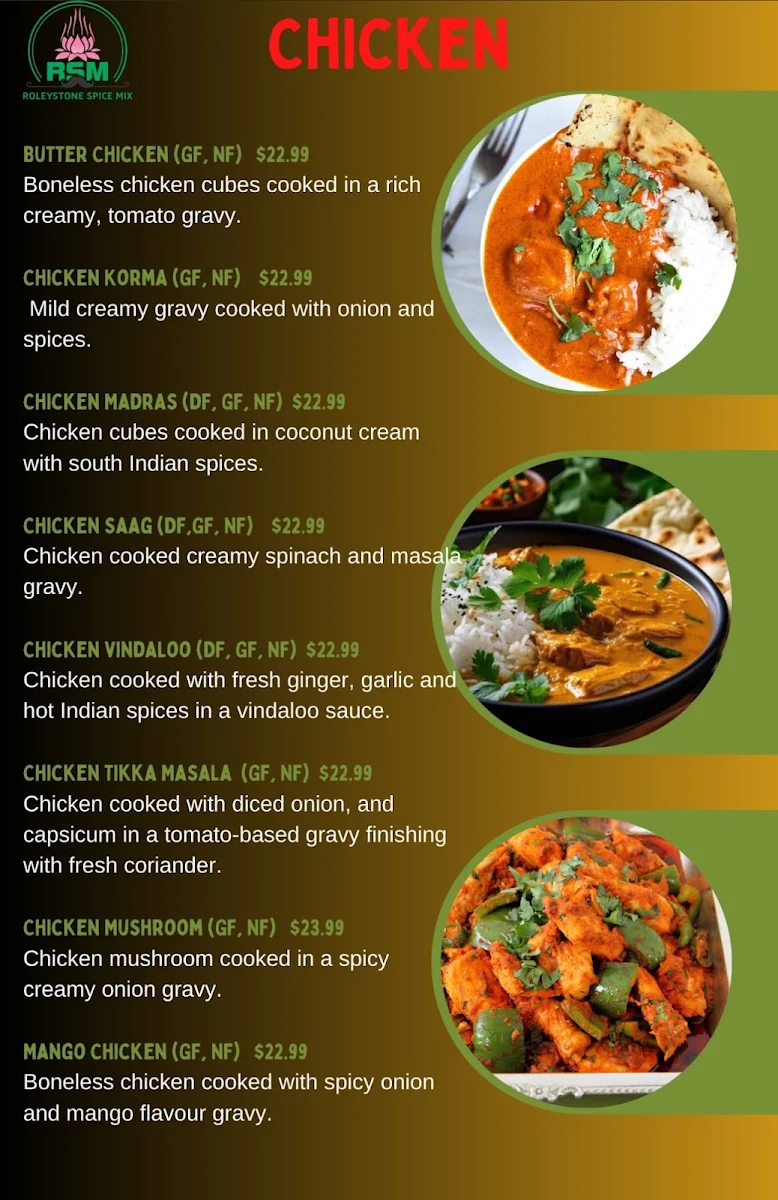 Menu, Roleystone Spice Mix