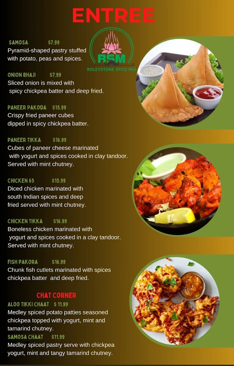 Menu, Roleystone Spice Mix