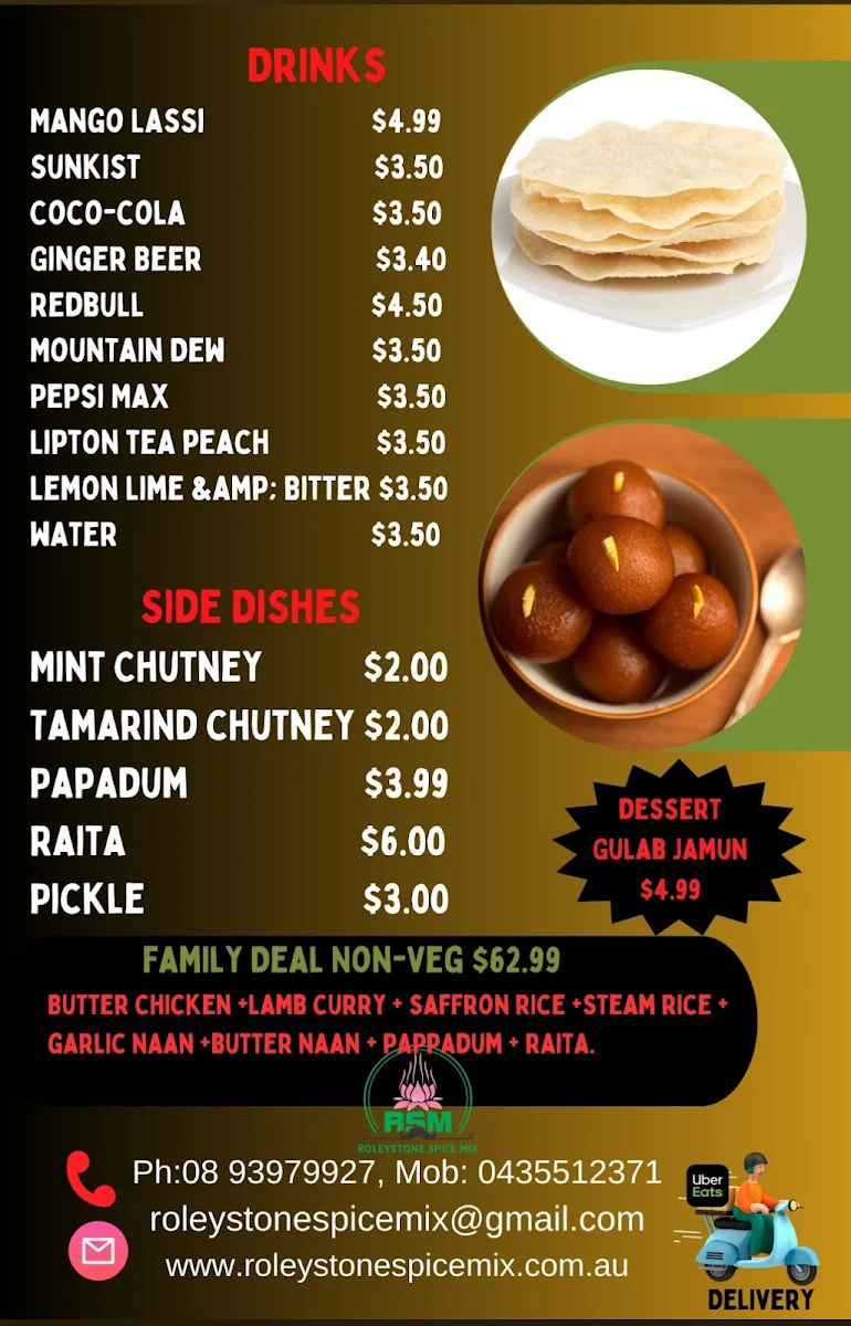 Menu, Roleystone Spice Mix