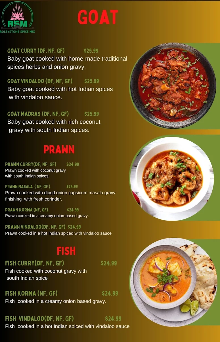 Menu, Roleystone Spice Mix