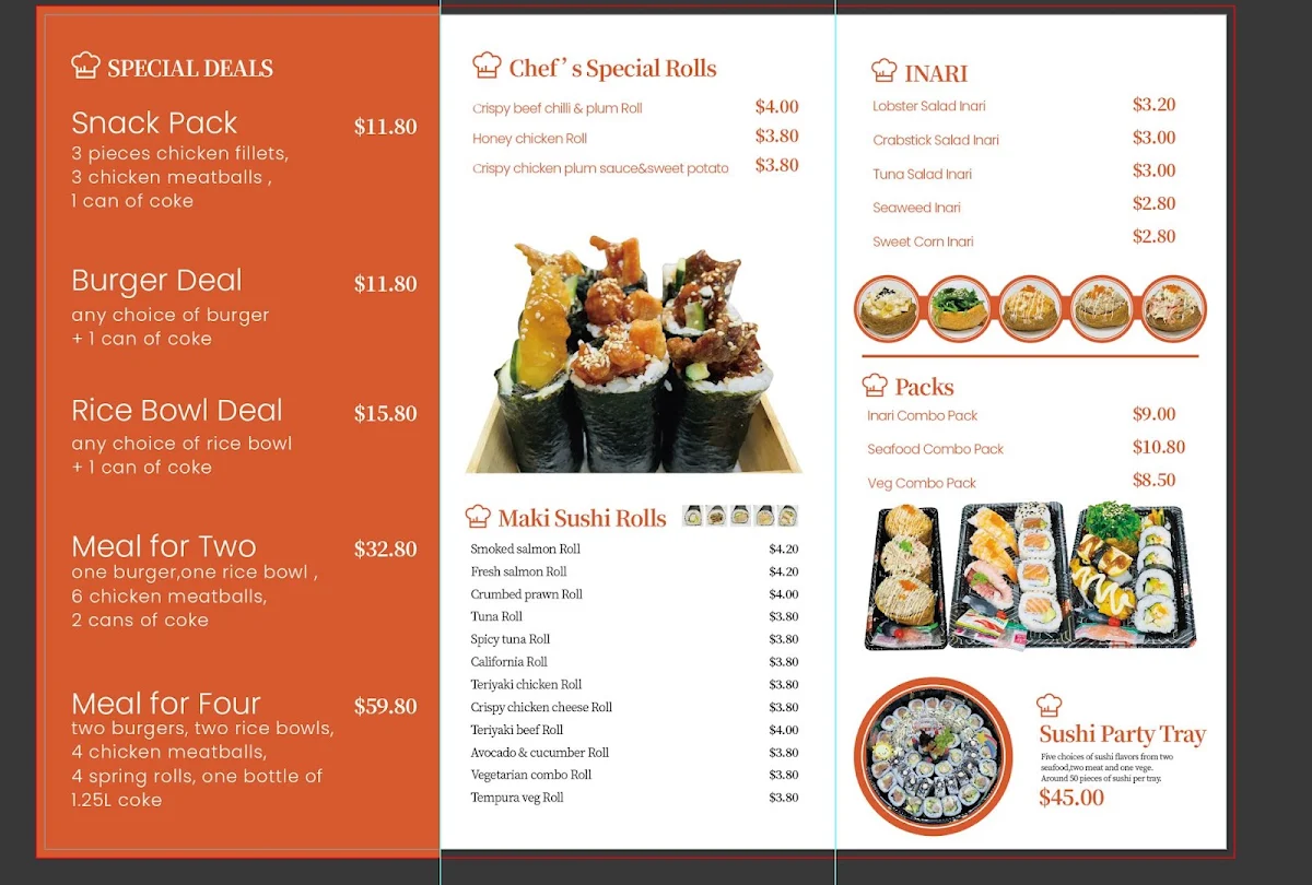 Menu, Golden Pearl Sushi & Snack Bar