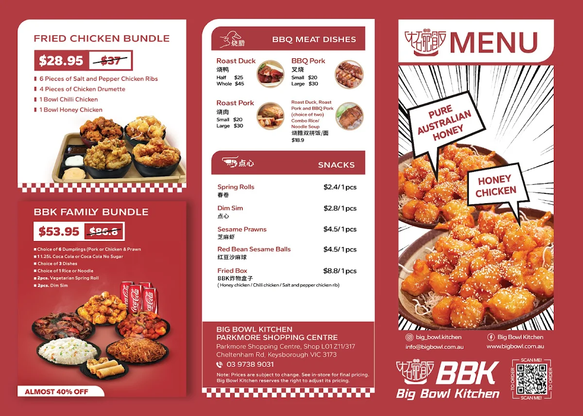 Menu, Big Bowl Kitchen+ Parkmore