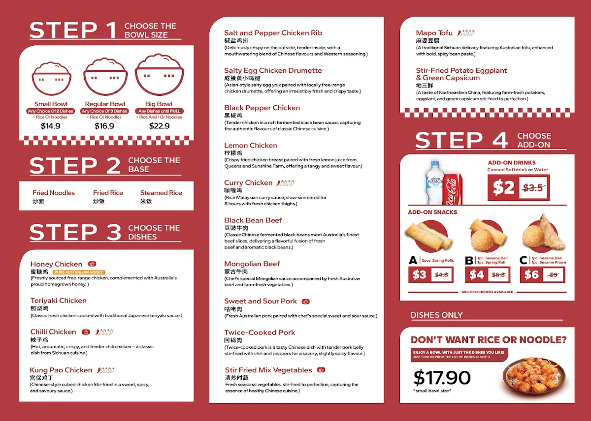 Menu, Big Bowl Kitchen+ Parkmore