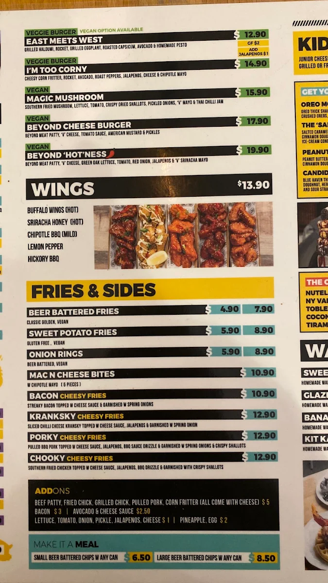 Menu, Burger Road - Fairfield
