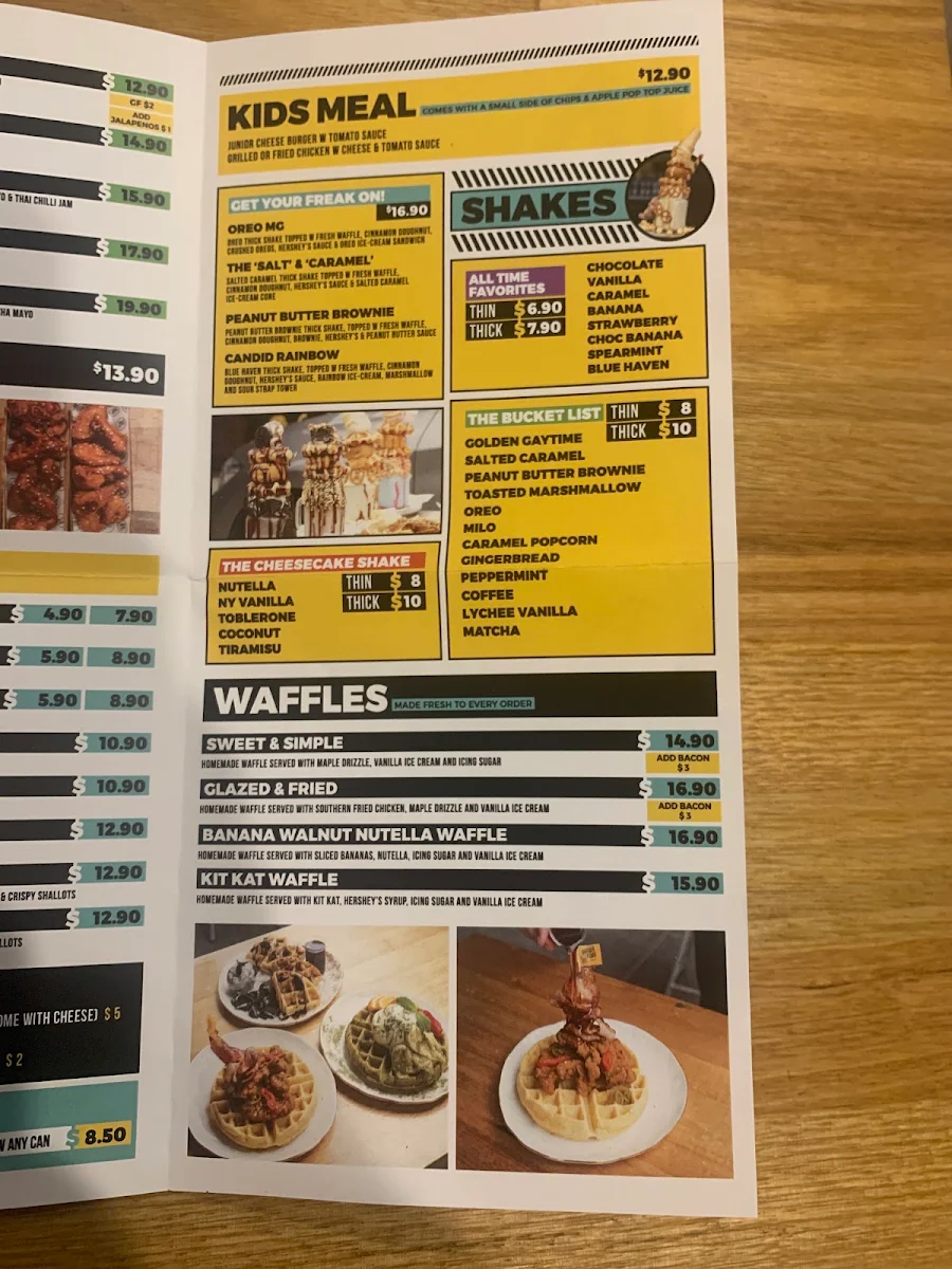 Menu, Burger Road - Fairfield