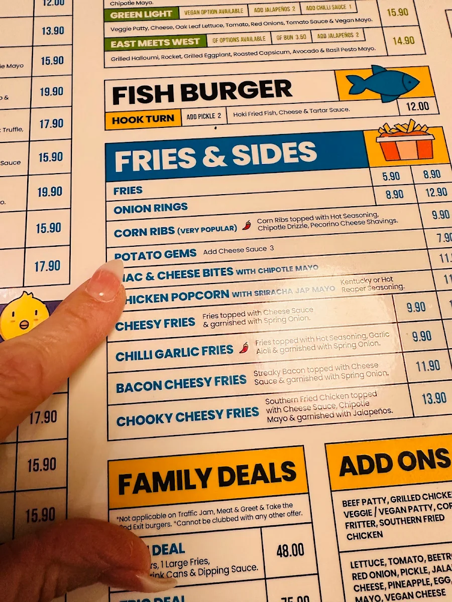 Menu, Burger Road - Fairfield