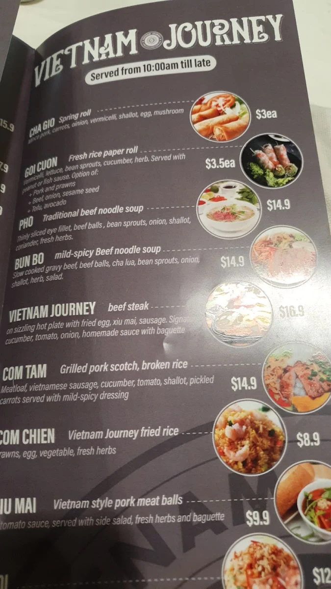 Menu, Vietnam Journey Park Beach Plaza & Bubbletea