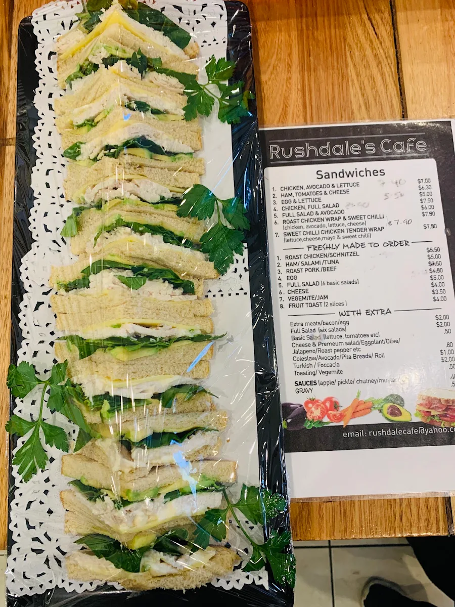 Menu, RUSHDALE'S CAFE