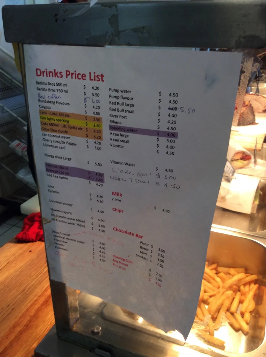 Menu, RUSHDALE'S CAFE