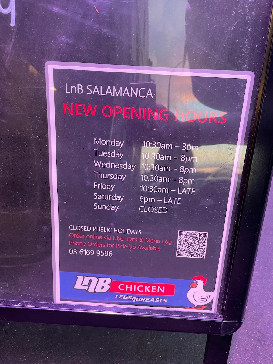 Menu, Legs N Breasts Salamanca