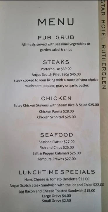 Menu, Rutherglen Eastern Palace Chinese