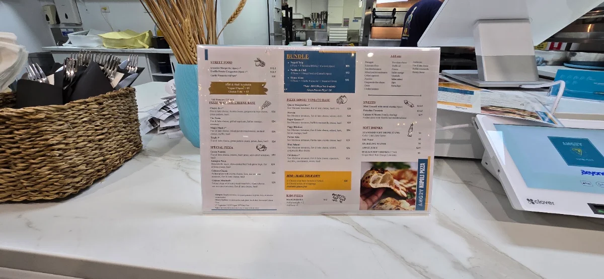 Menu, Angry Pizza