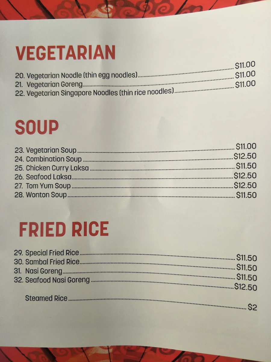 Menu, Yummy Noodle House