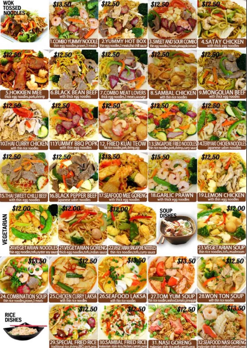 Menu, Yummy Noodle House
