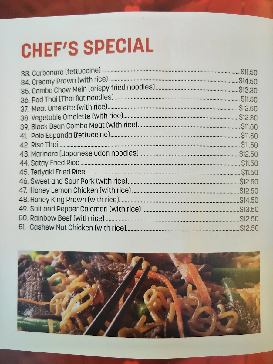 Menu, Yummy Noodle House