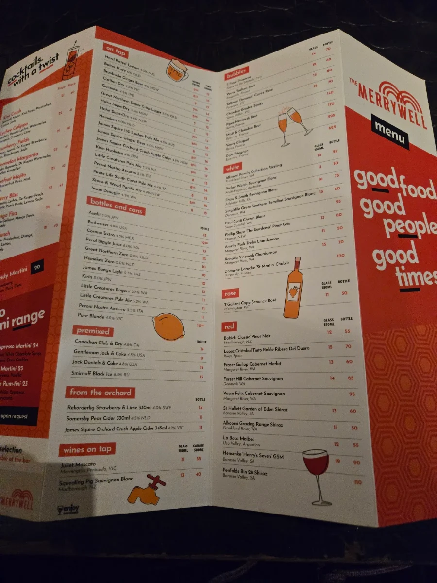 Menu, The Merrywell