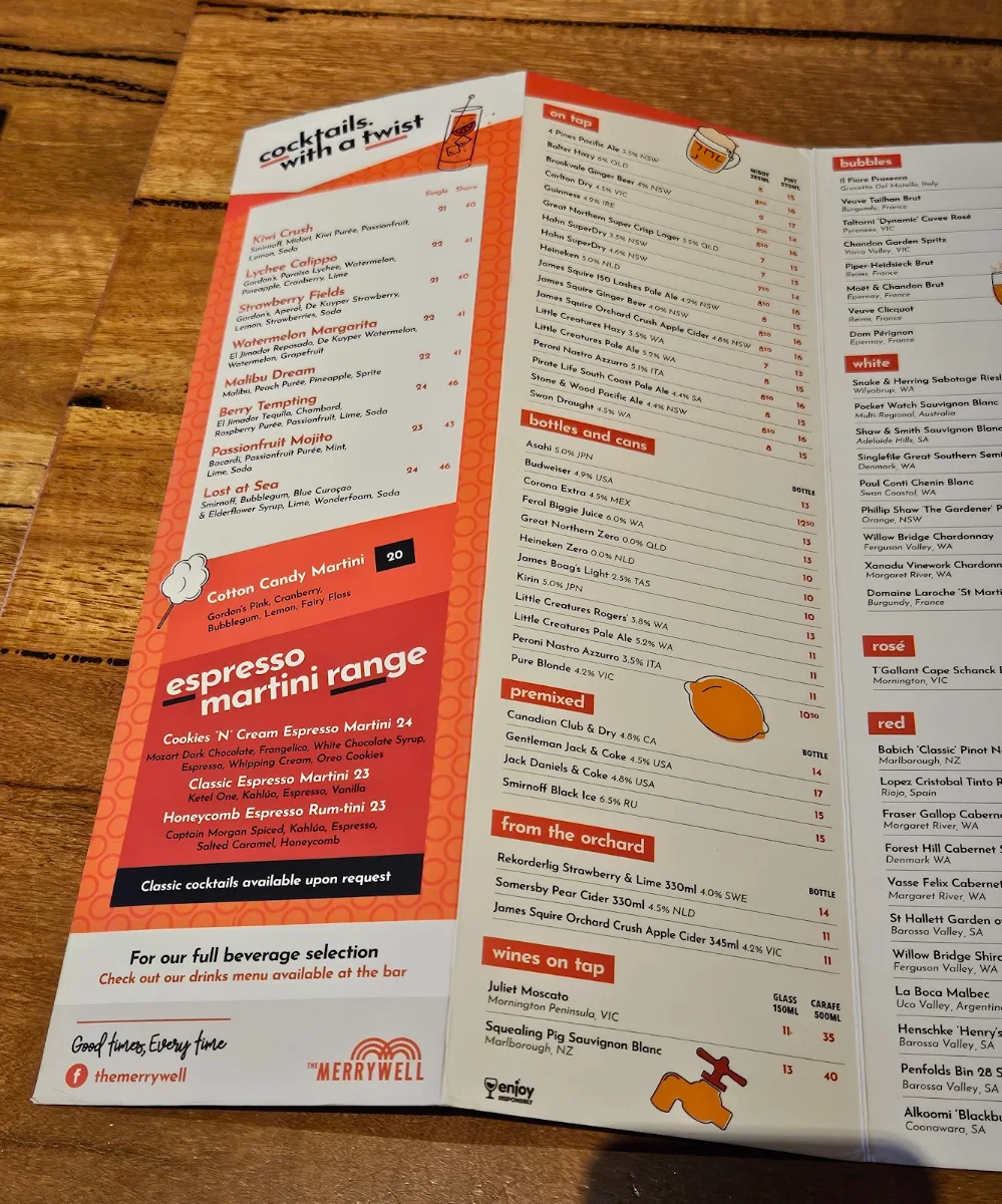 Menu, The Merrywell