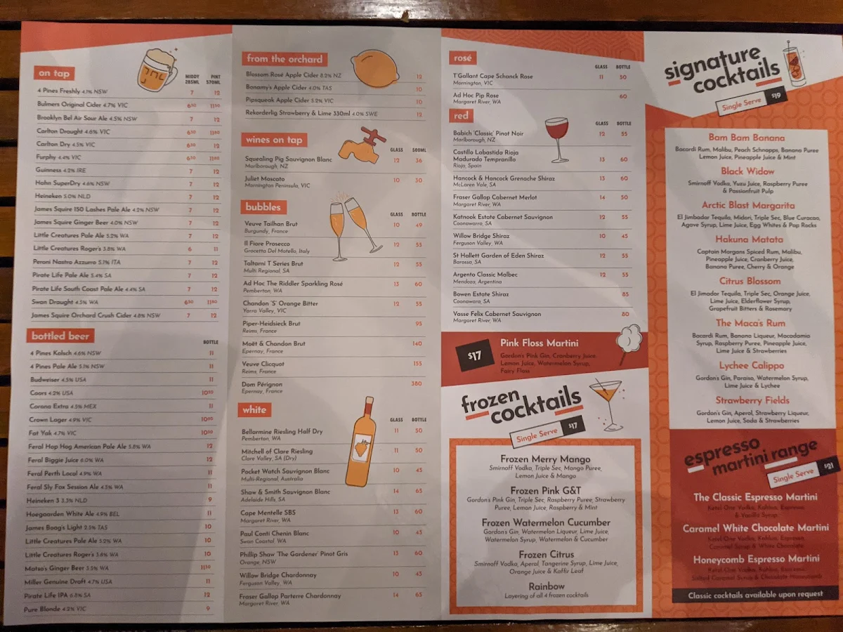 Menu, The Merrywell