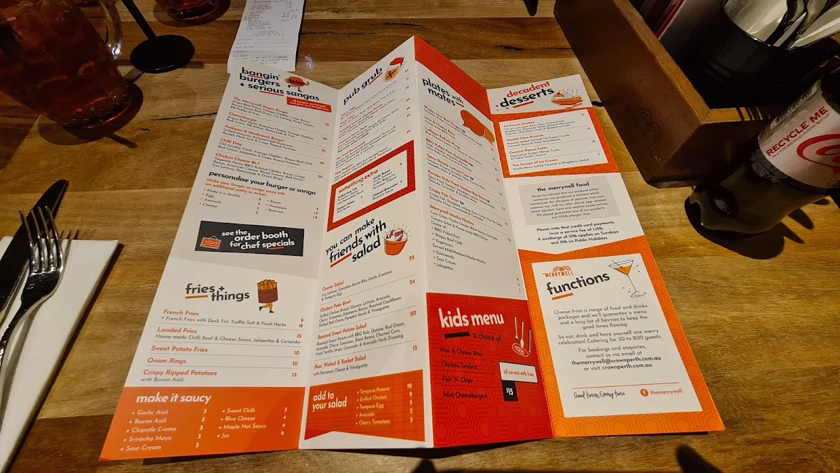 Menu, The Merrywell
