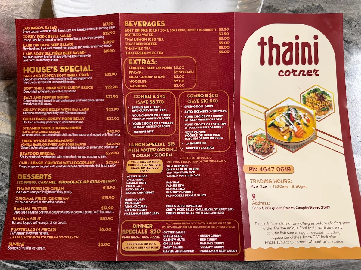 Menu, Thaini Corner