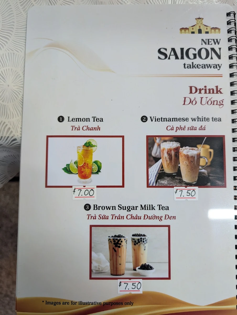 Menu, New Saigon takeaway