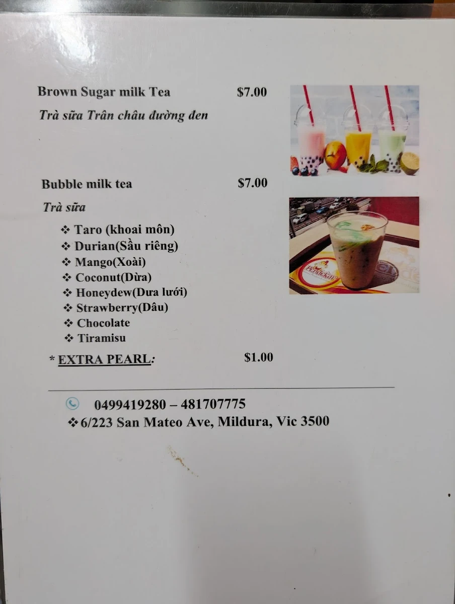 Menu, New Saigon takeaway