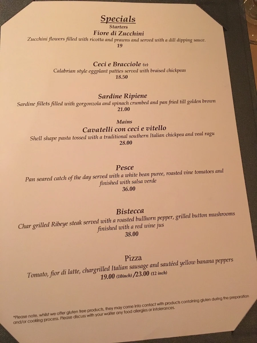 Menu, IL FORNO RESTAURANT - HAMPTON VIC