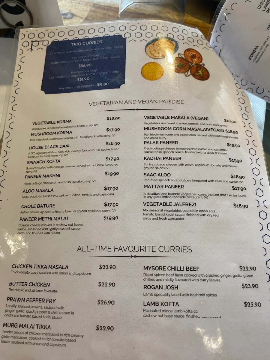 Menu, Garlic Clove Indian Brisbane