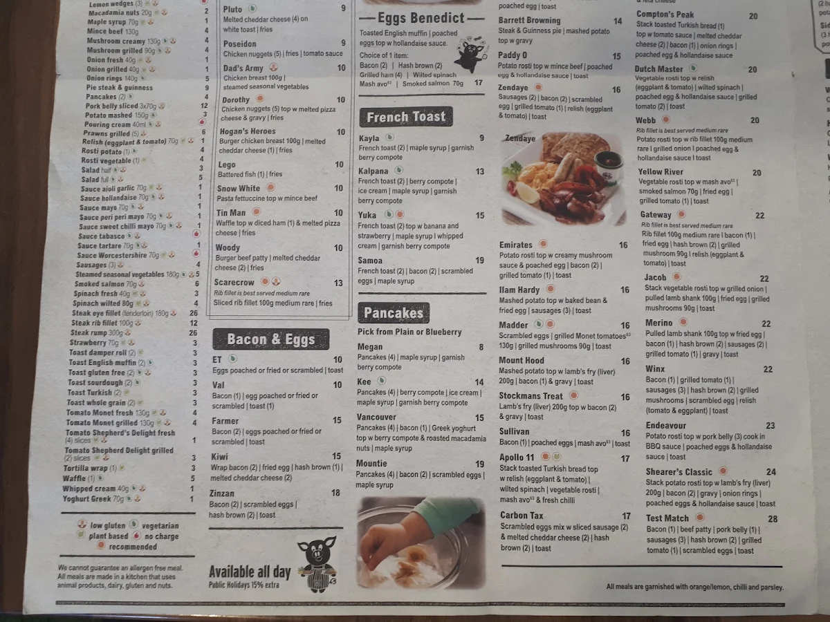 Menu, Cafe 63 Sunshine Plaza