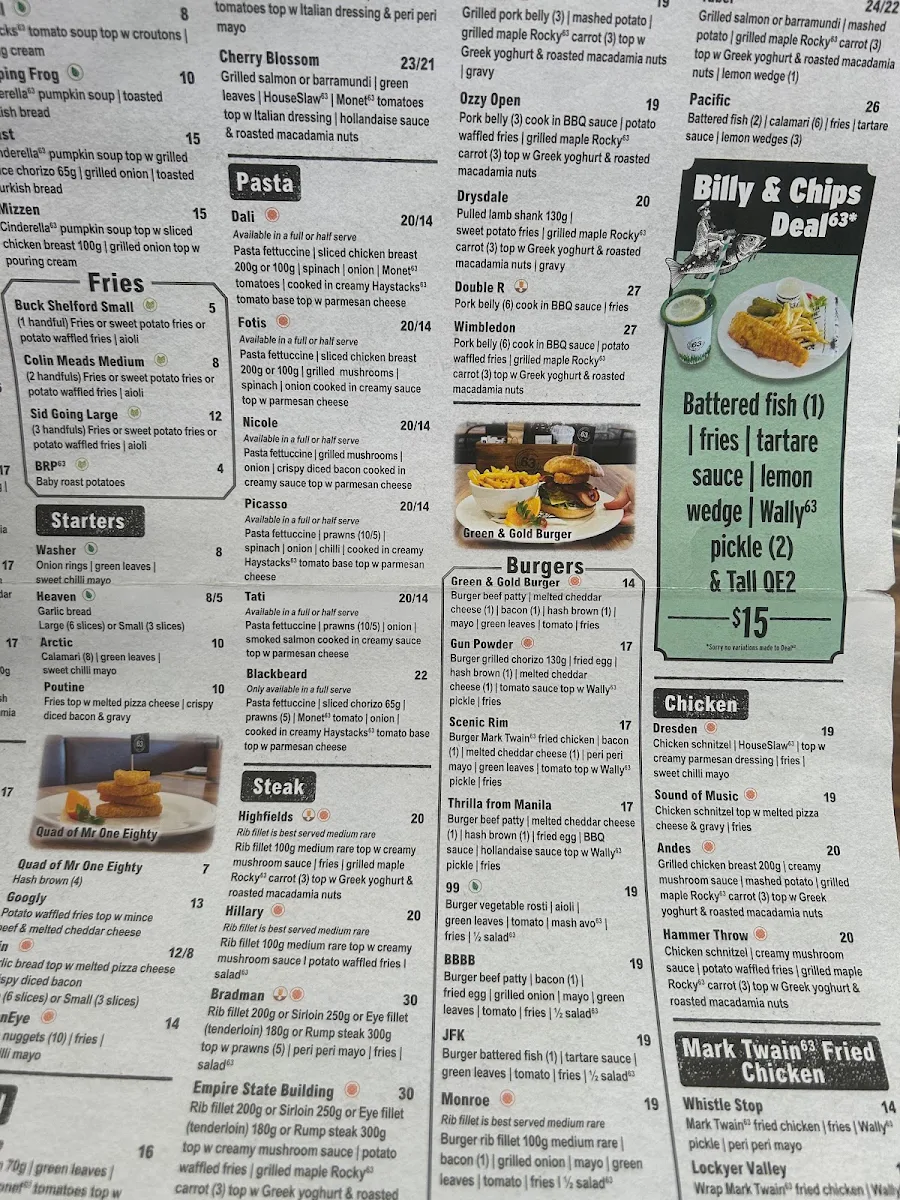 Menu, Cafe 63 Sunshine Plaza