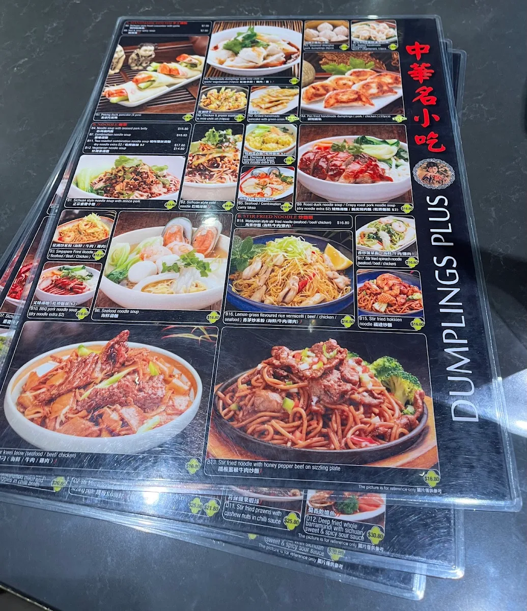 Menu, Dumplings Plus