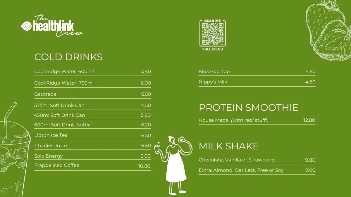 Menu, The Healthlink Crew