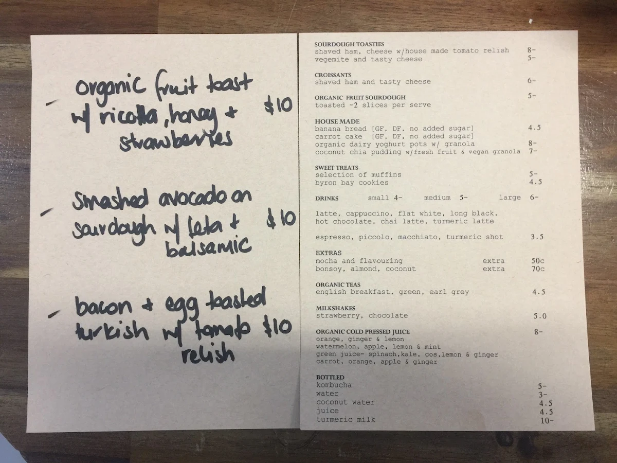 Menu, Double Shot Express'O