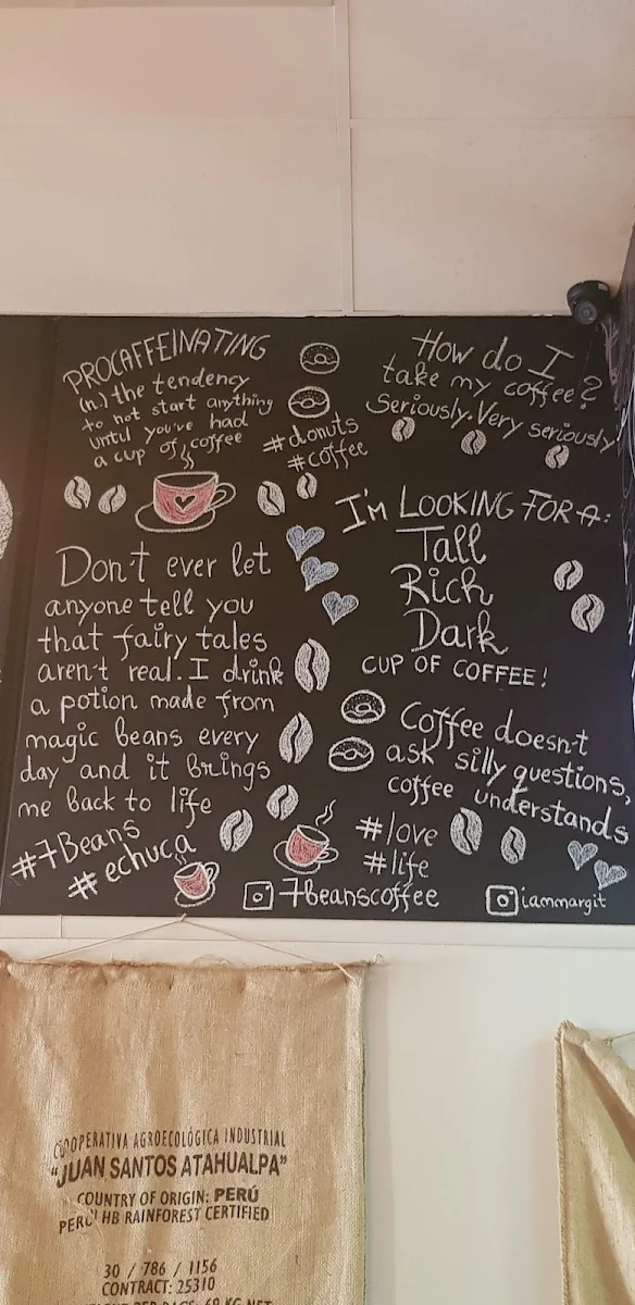 Menu, 7 Beans Coffee Echuca