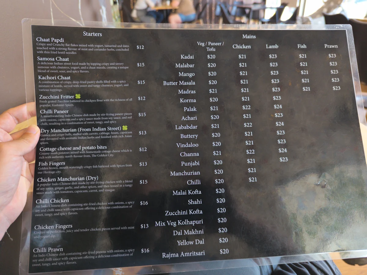 Menu, Indian Food Junkiz