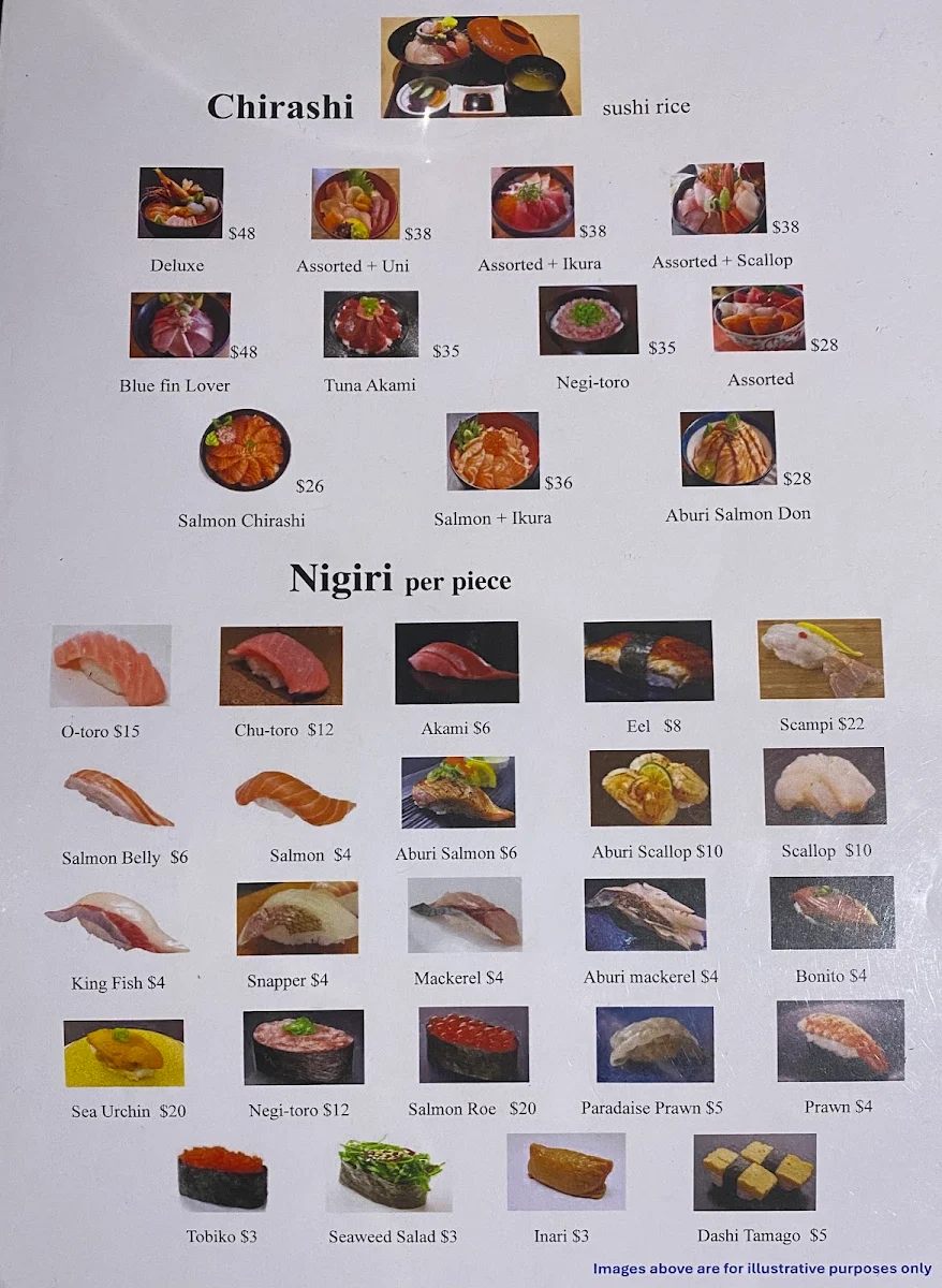 Menu, Sushi-mori