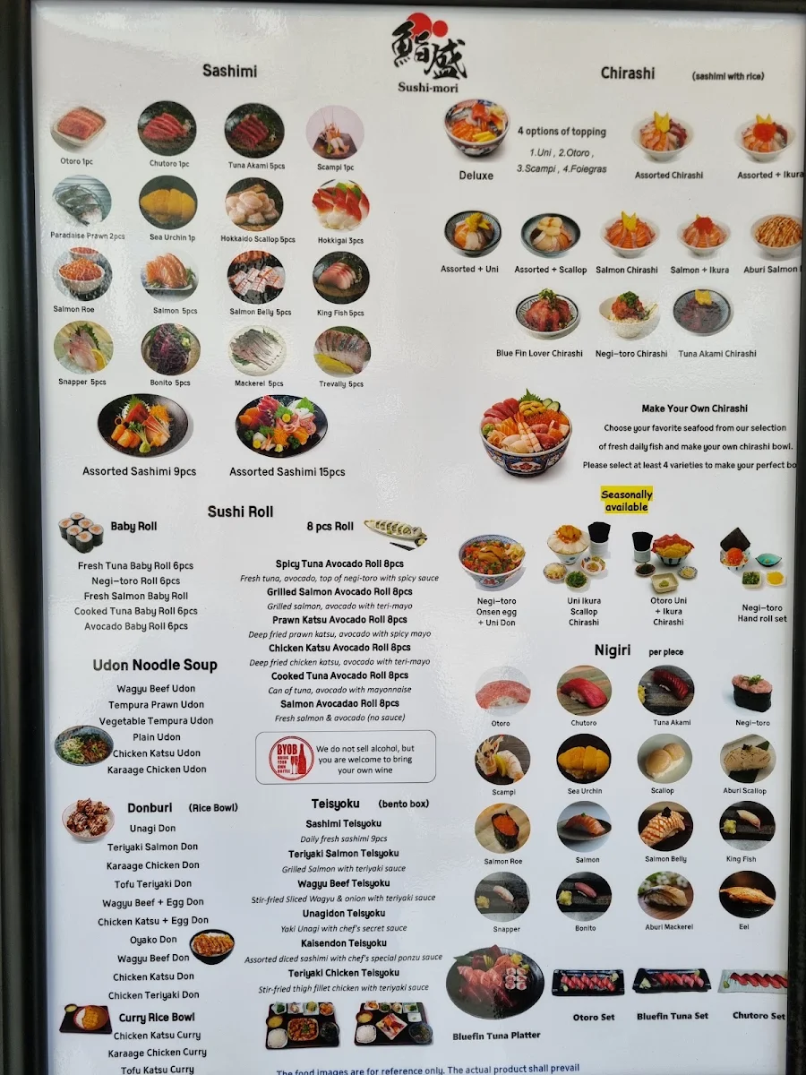 Menu, Sushi-mori