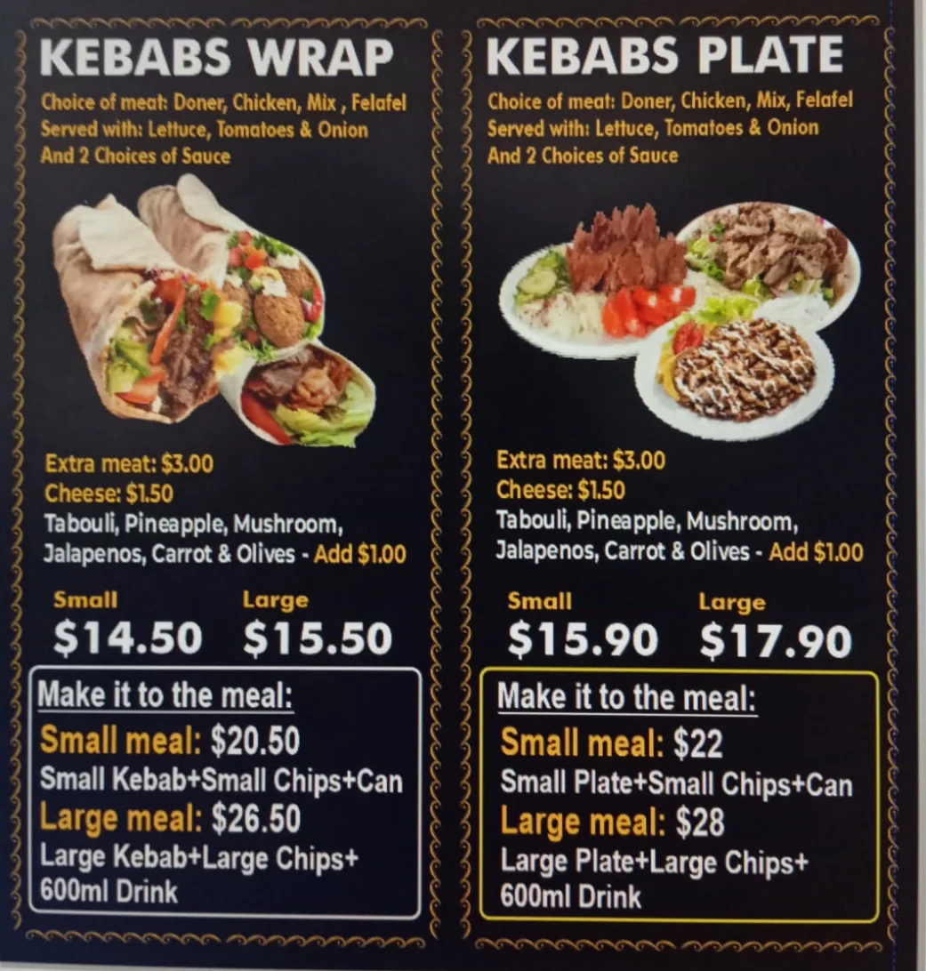 Menu, Roll&Wrap Kebab