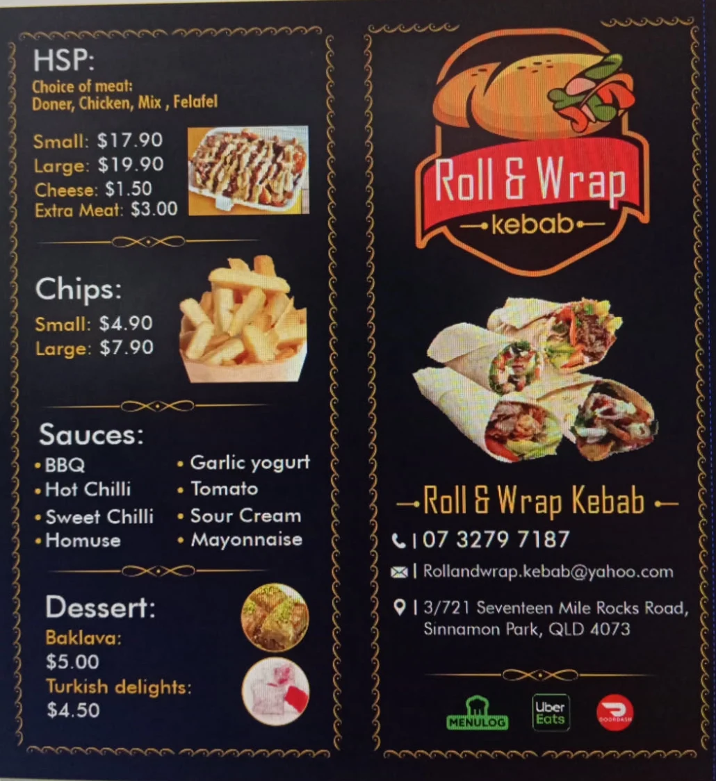 Menu, Roll&Wrap Kebab
