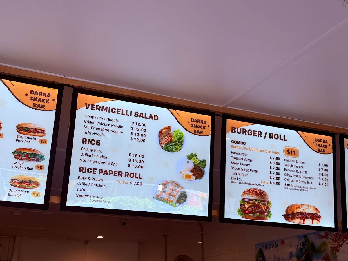 Menu, Darra Snack Bar