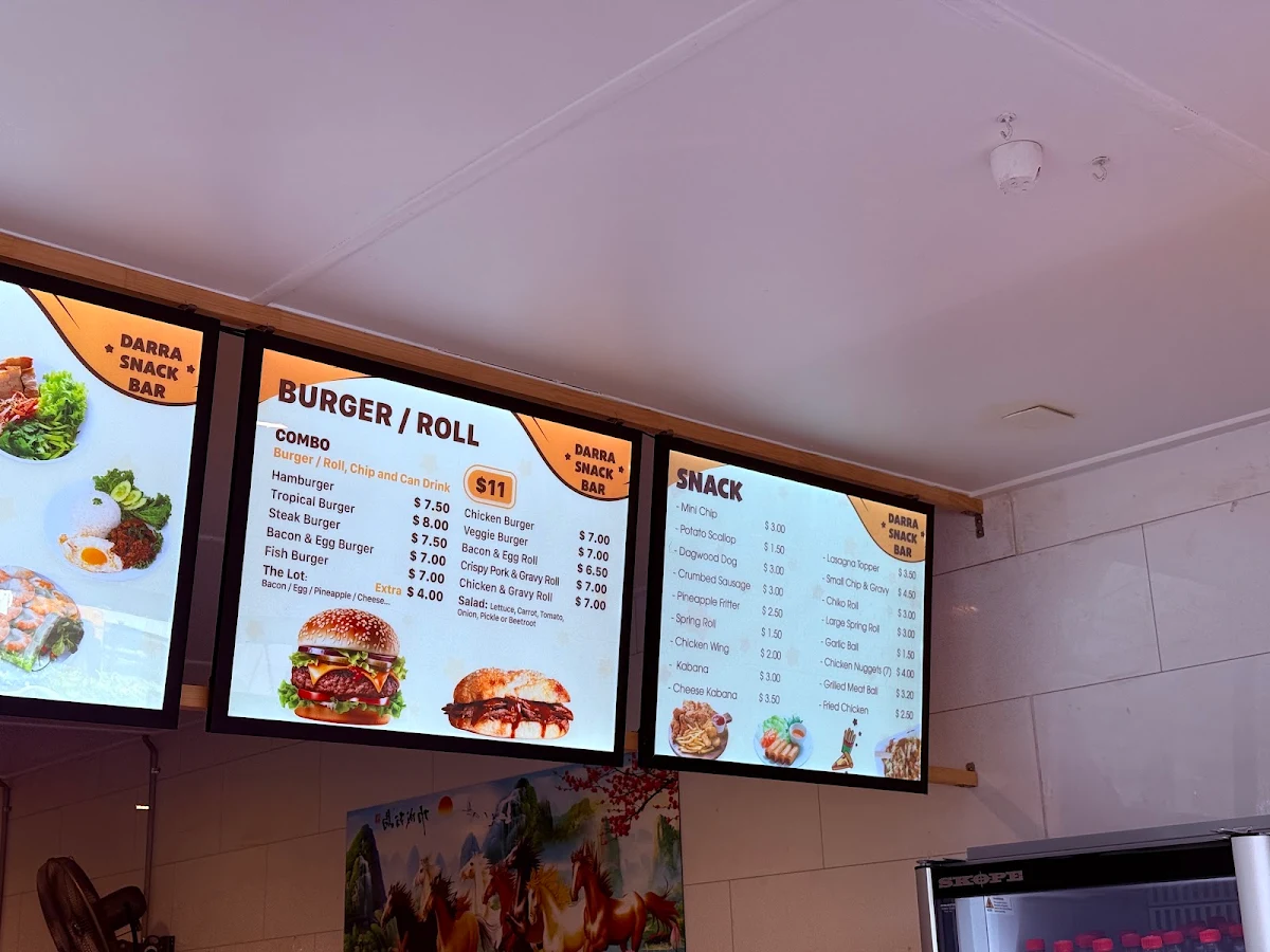 Menu, Darra Snack Bar