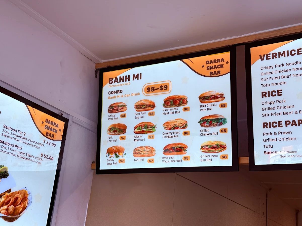 Menu, Darra Snack Bar