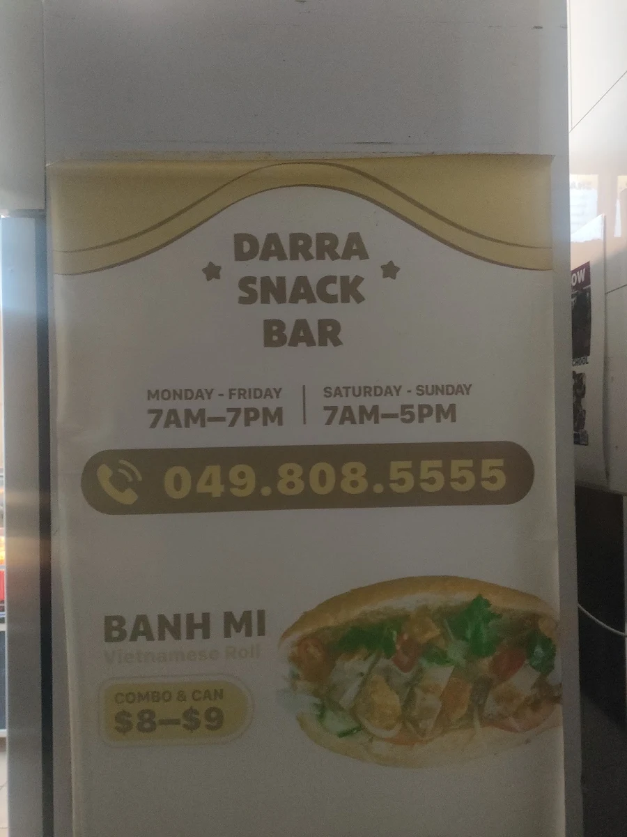Menu, Darra Snack Bar