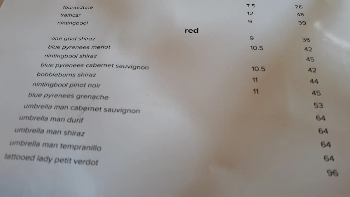 Menu, Courthouse Hotel