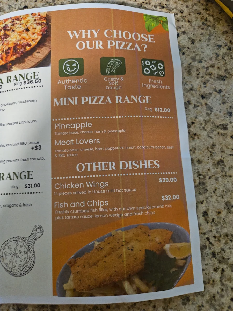 Menu, Hedland Trattoria