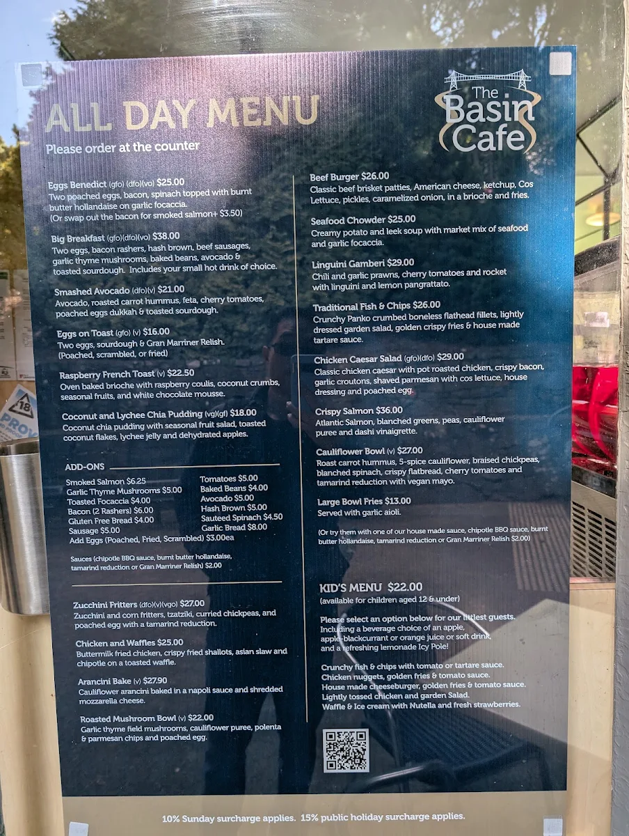 Menu, Basin Cafe