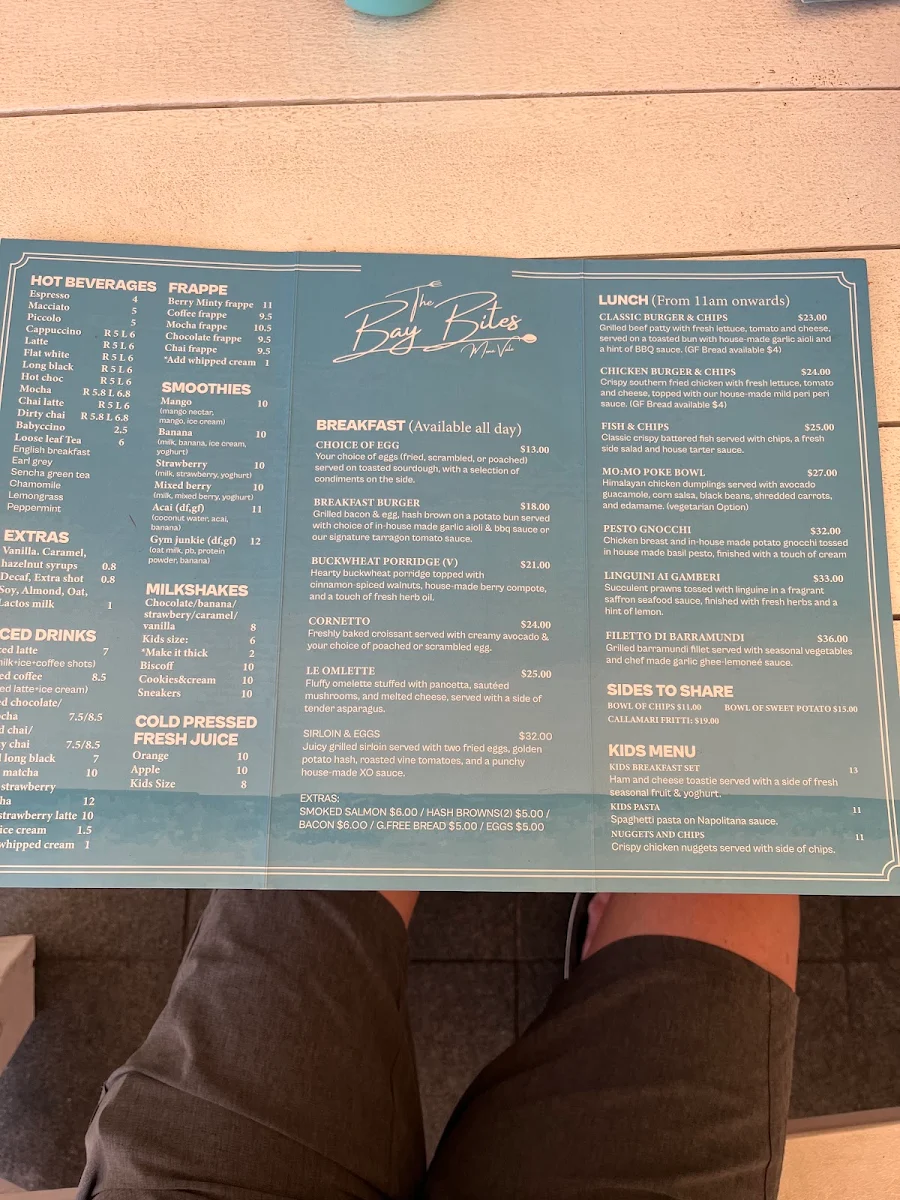 Menu, The Bay Bites Mona Vale
