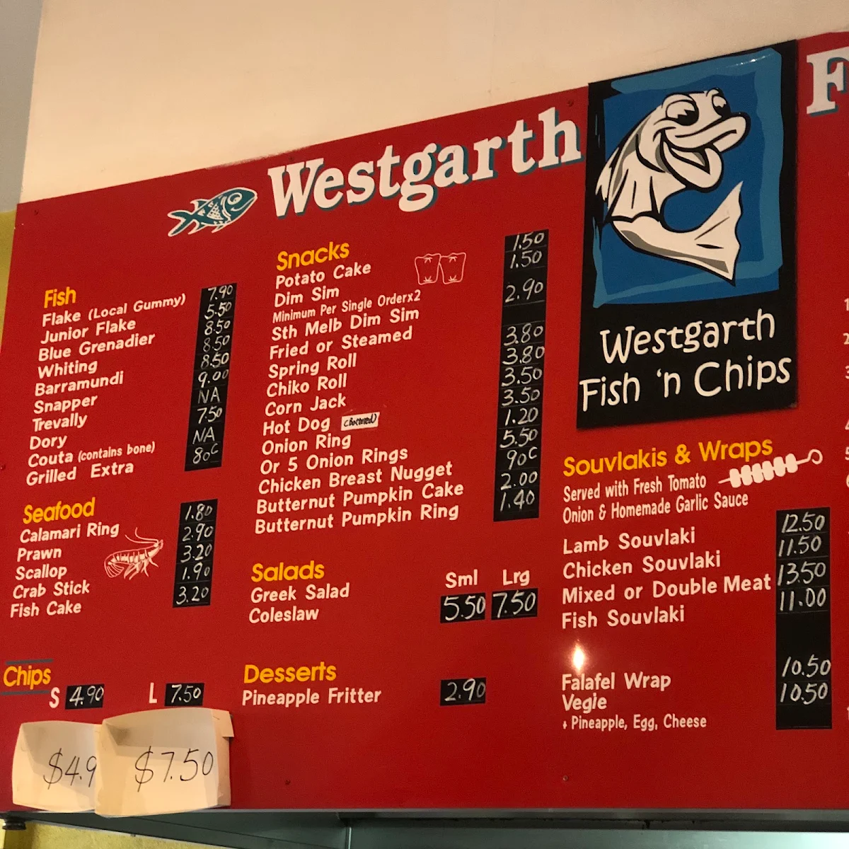 Menu, Westgarth Fish and Burger