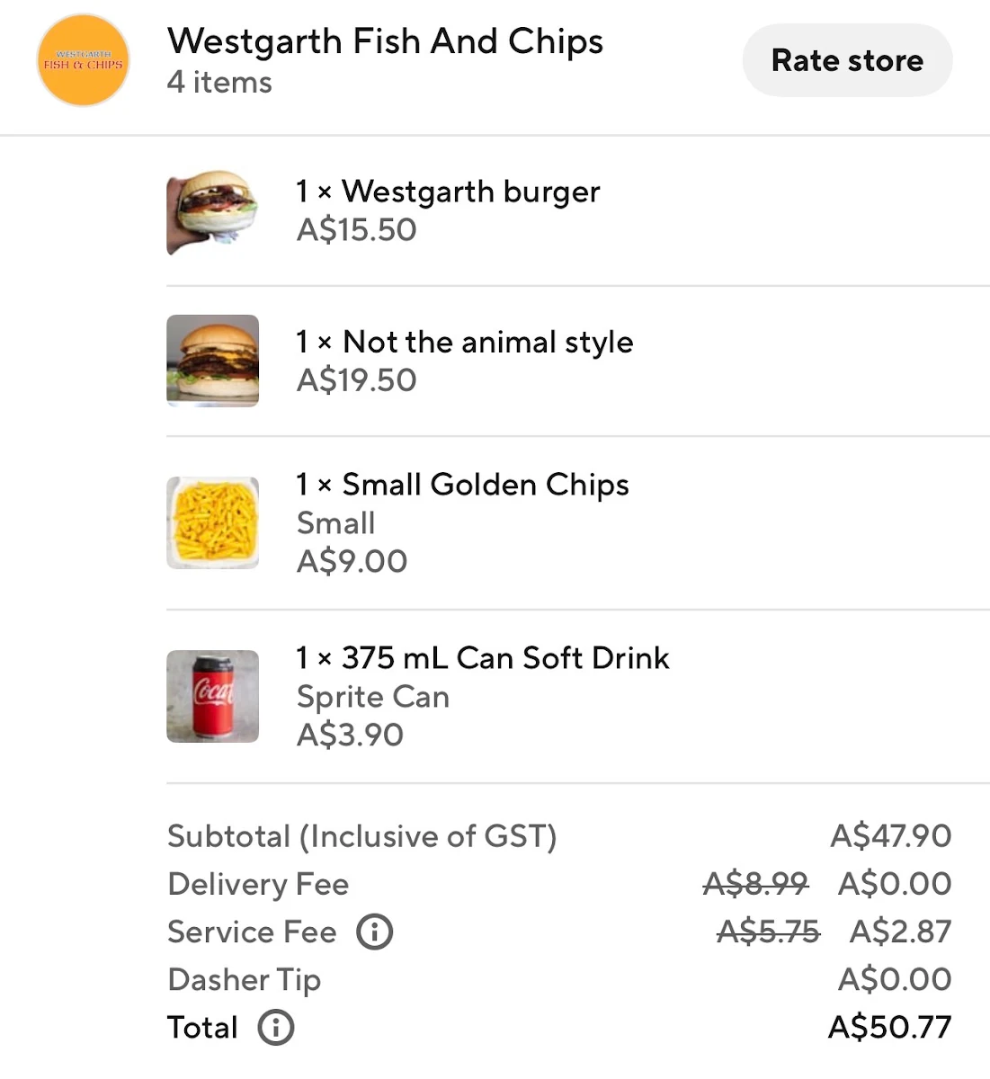 Menu, Westgarth Fish and Burger