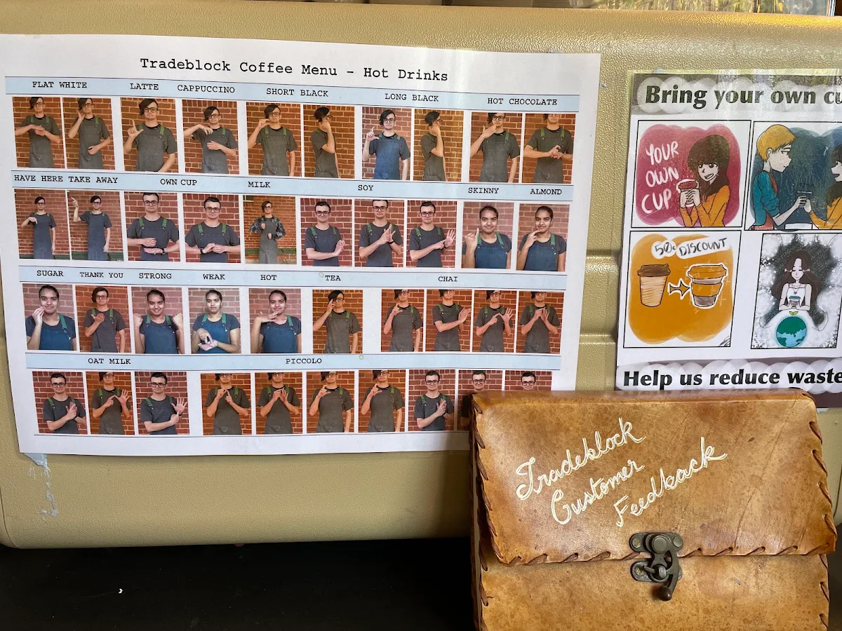 Menu, Tradeblock Cafe